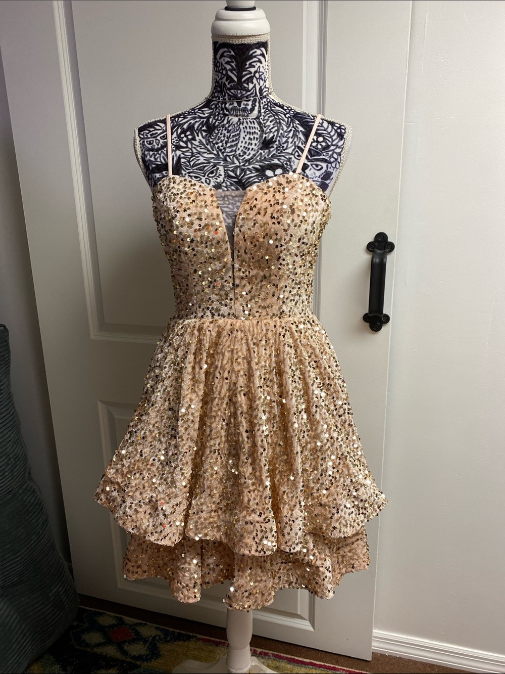 Beaded Champagne Sequin Party Dress